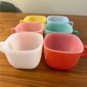 Glasbake Milk Glass Square Pastel Set of 6.